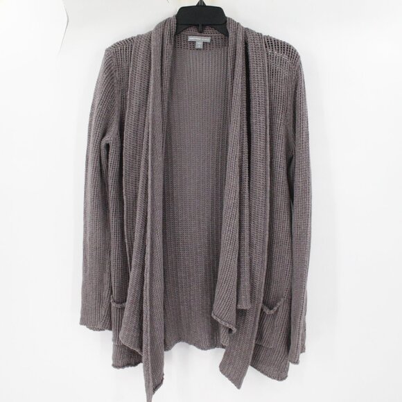 James perse cardigan Womens 3 long sleeve open front knit cotton linen waterfall - Picture 1 of 11